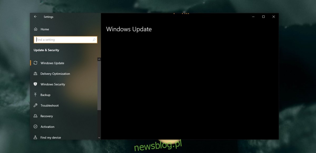 Windows Update & Security nie ładuje się