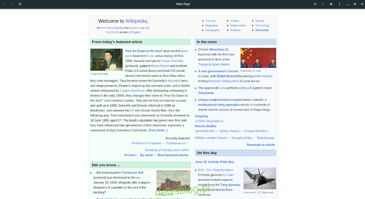 przeczytaj pulpit Wikipedii Linux