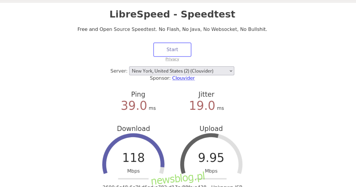 prędkość sieci internetowej ubuntu