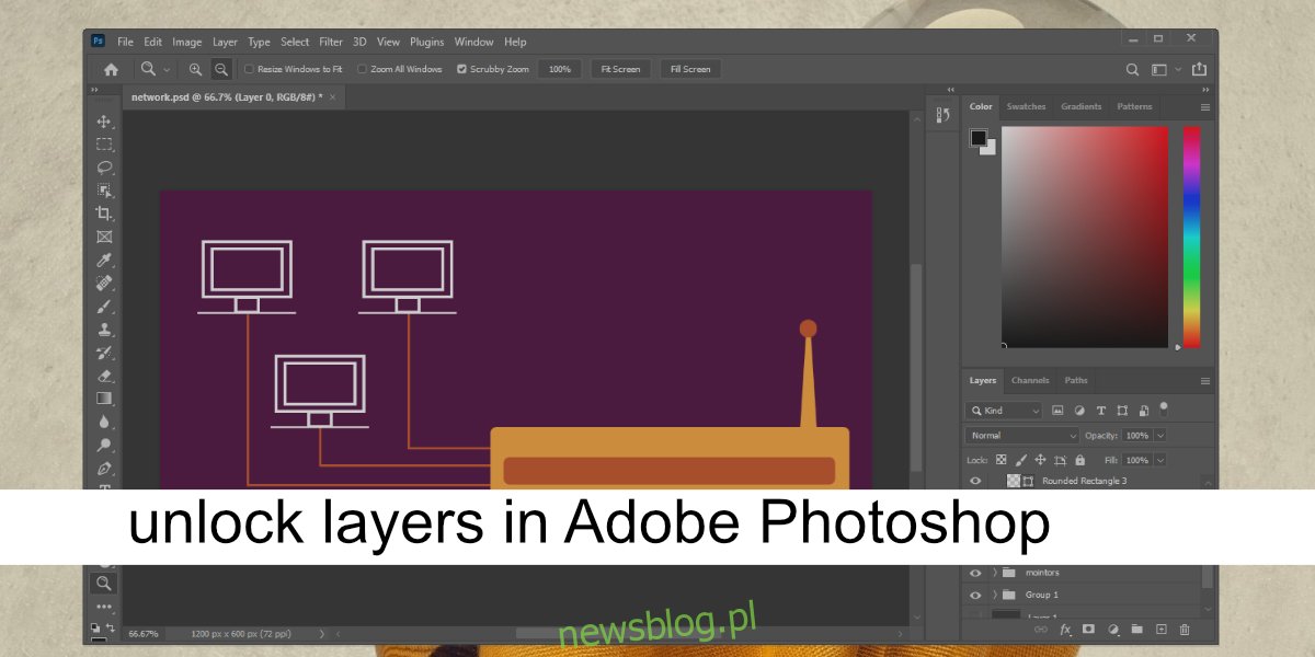 odblokować warstwy w Adobe Photoshop