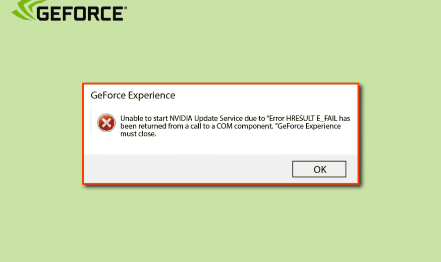 Napraw błąd GeForce HRESULT E Fail w systemie Windows 10