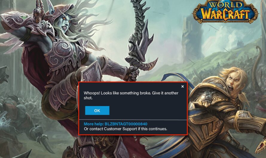 Napraw nie można zaktualizować błędu World of Warcraft BLZBNTAGT000000840